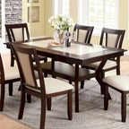 Table de salle à manger en bois de 64 po avec étagère — Beige / Cerisier foncé / Naturel, 6 places