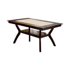 Table de salle à manger en bois de 64 po avec étagère — Beige / Cerisier foncé / Naturel, 6 places