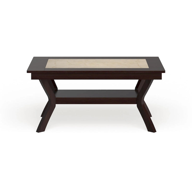 Table de salle à manger en bois de 64 po avec étagère — Beige / Cerisier foncé / Naturel, 6 places
