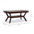 Table de salle à manger en bois de 64 po avec étagère — Beige / Cerisier foncé / Naturel, 6 places