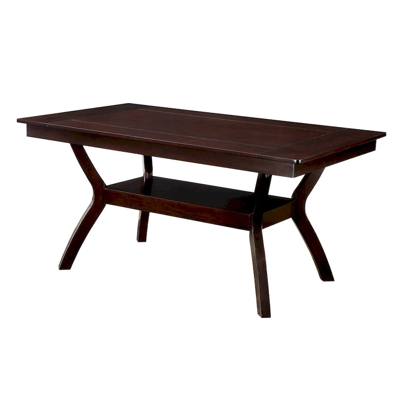 Table de salle à manger en bois de 64 po avec étagère — Beige / Cerisier foncé / Naturel, 6 places