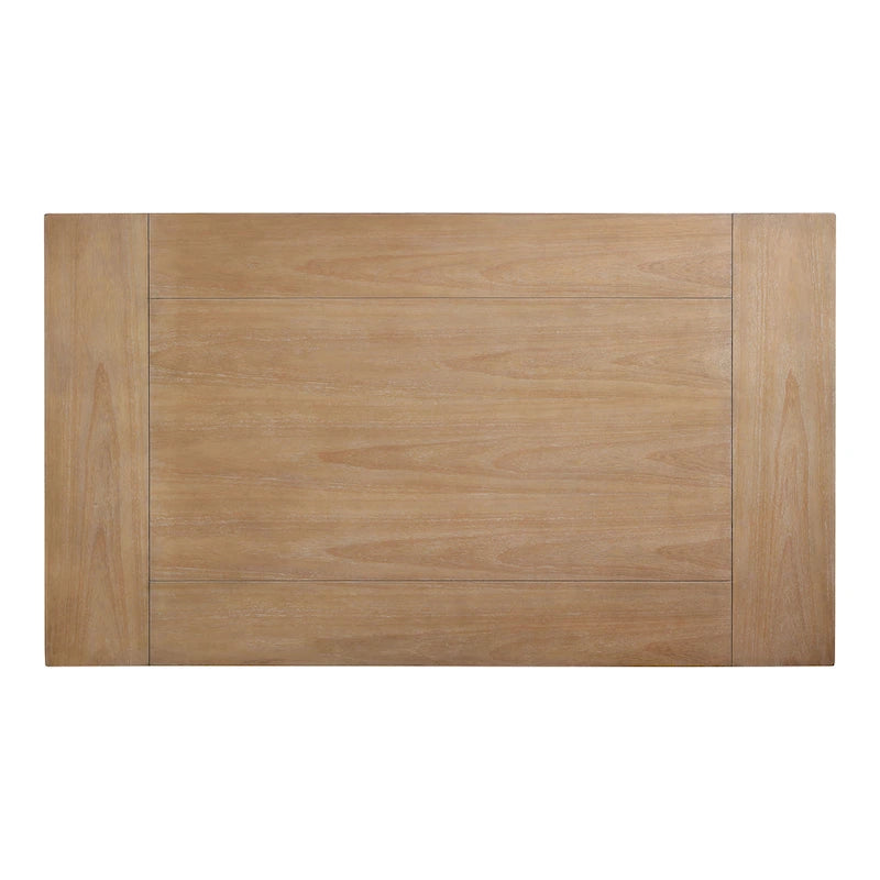 Table de salle à manger en bois de 64 po avec étagère — Beige / Cerisier foncé / Naturel, 6 places