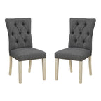 Chaise de salle à manger capitonnée, Toile de jute / Indigo / Anthracite, Lot de 2