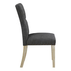 Chaise de salle à manger capitonnée, Toile de jute / Indigo / Anthracite, Lot de 2
