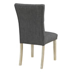 Chaise de salle à manger capitonnée, Toile de jute / Indigo / Anthracite, Lot de 2