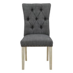 Chaise de salle à manger capitonnée, Toile de jute / Indigo / Anthracite, Lot de 2