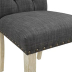 Chaise de salle à manger capitonnée, Toile de jute / Indigo / Anthracite, Lot de 2