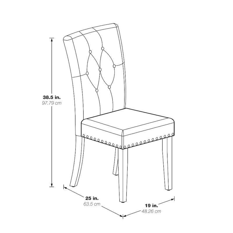 Chaise de salle à manger capitonnée, Toile de jute / Indigo / Anthracite, Lot de 2