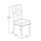 Chaise de salle à manger capitonnée, Toile de jute / Indigo / Anthracite, Lot de 2