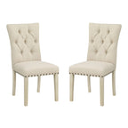Chaise de salle à manger capitonnée, Toile de jute / Indigo / Anthracite, Lot de 2