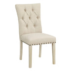 Chaise de salle à manger capitonnée, Toile de jute / Indigo / Anthracite, Lot de 2