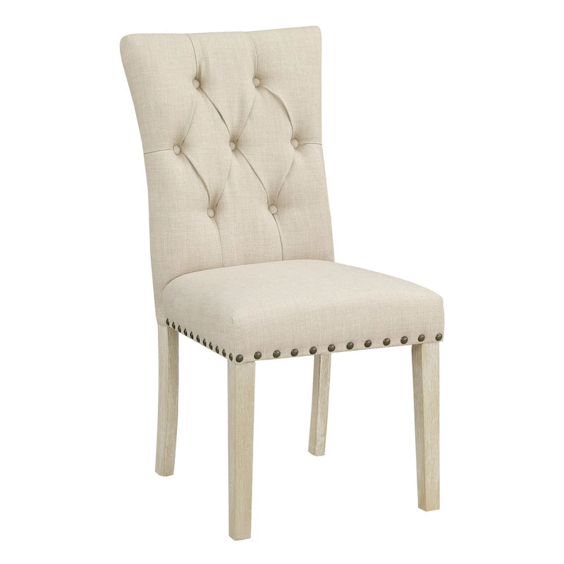 Chaise de salle à manger capitonnée, Toile de jute / Indigo / Anthracite, Lot de 2