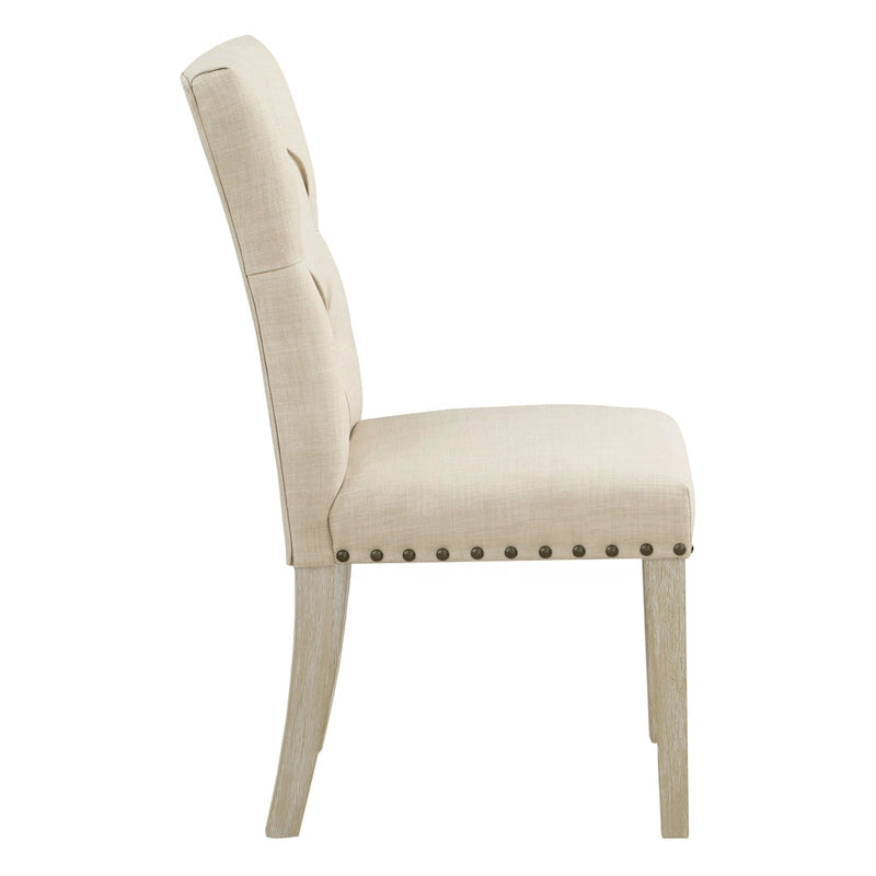 Chaise de salle à manger capitonnée, Toile de jute / Indigo / Anthracite, Lot de 2