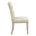 Chaise de salle à manger capitonnée, Toile de jute / Indigo / Anthracite, Lot de 2
