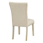 Chaise de salle à manger capitonnée, Toile de jute / Indigo / Anthracite, Lot de 2