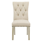 Chaise de salle à manger capitonnée, Toile de jute / Indigo / Anthracite, Lot de 2