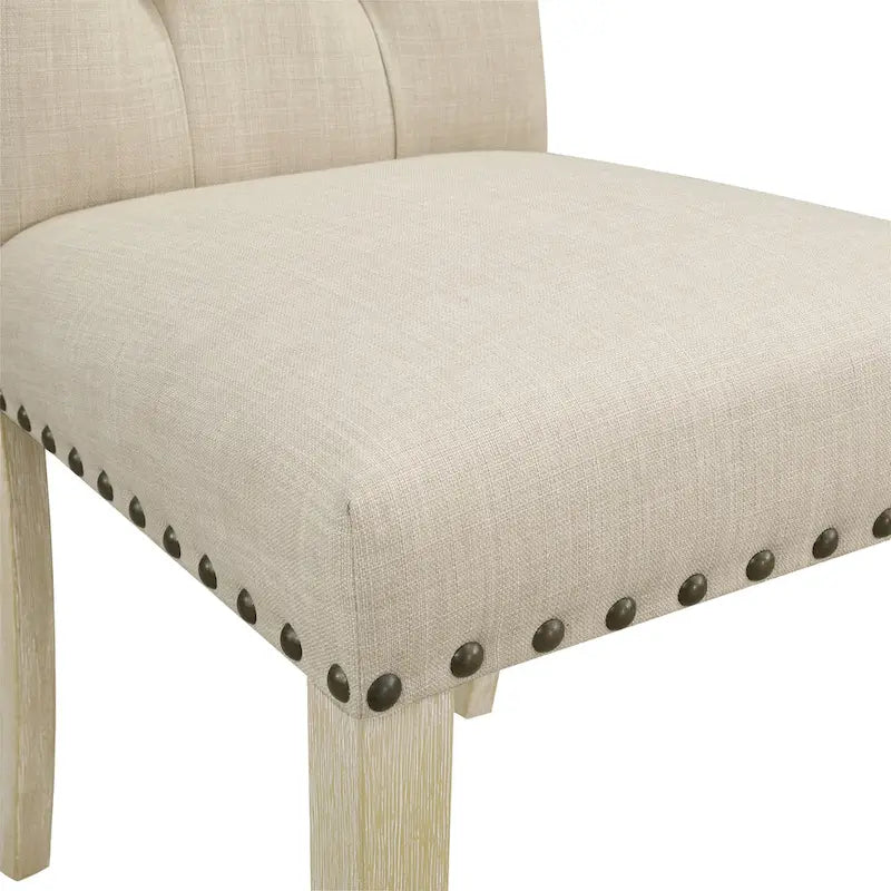 Chaise de salle à manger capitonnée, Toile de jute / Indigo / Anthracite, Lot de 2