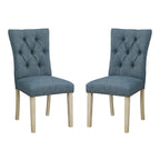 Chaise de salle à manger capitonnée, Toile de jute / Indigo / Anthracite, Lot de 2