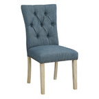 Chaise de salle à manger capitonnée, Toile de jute / Indigo / Anthracite, Lot de 2