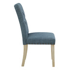Chaise de salle à manger capitonnée, Toile de jute / Indigo / Anthracite, Lot de 2