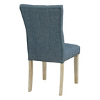 Chaise de salle à manger capitonnée, Toile de jute / Indigo / Anthracite, Lot de 2