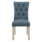 Chaise de salle à manger capitonnée, Toile de jute / Indigo / Anthracite, Lot de 2