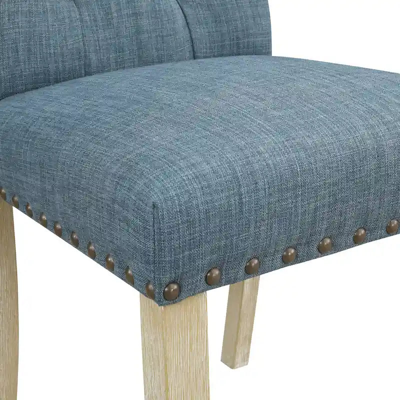 Chaise de salle à manger capitonnée, Toile de jute / Indigo / Anthracite, Lot de 2