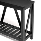 Console en A avec étagère, gris/noir/marron — 2 niveaux, pour 1 personne