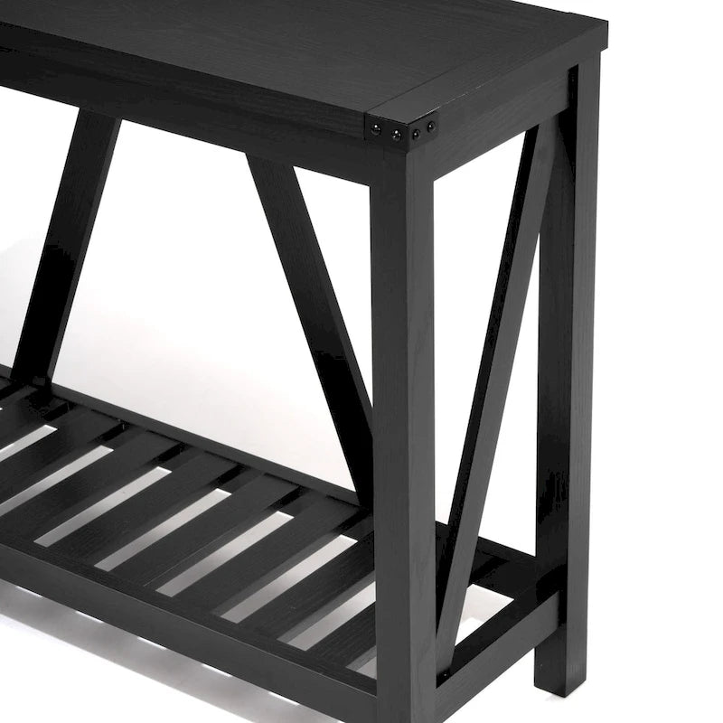 Console en A avec étagère, gris/noir/marron — 2 niveaux, pour 1 personne