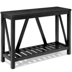 Console en A avec étagère, gris/noir/marron — 2 niveaux, pour 1 personne