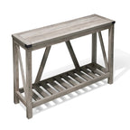 Console en A avec étagère, gris/noir/marron — 2 niveaux, pour 1 personne