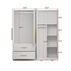 Armoire 4 portes blanche, assemblage par 2 personnes, rangement de chambre à coucher