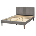 Lit plate-forme queen size capitonné à canaux bordeaux/crème/gris/rose pour 2 personnes