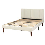 Lit plate-forme queen size capitonné à canaux bordeaux/crème/gris/rose pour 2 personnes