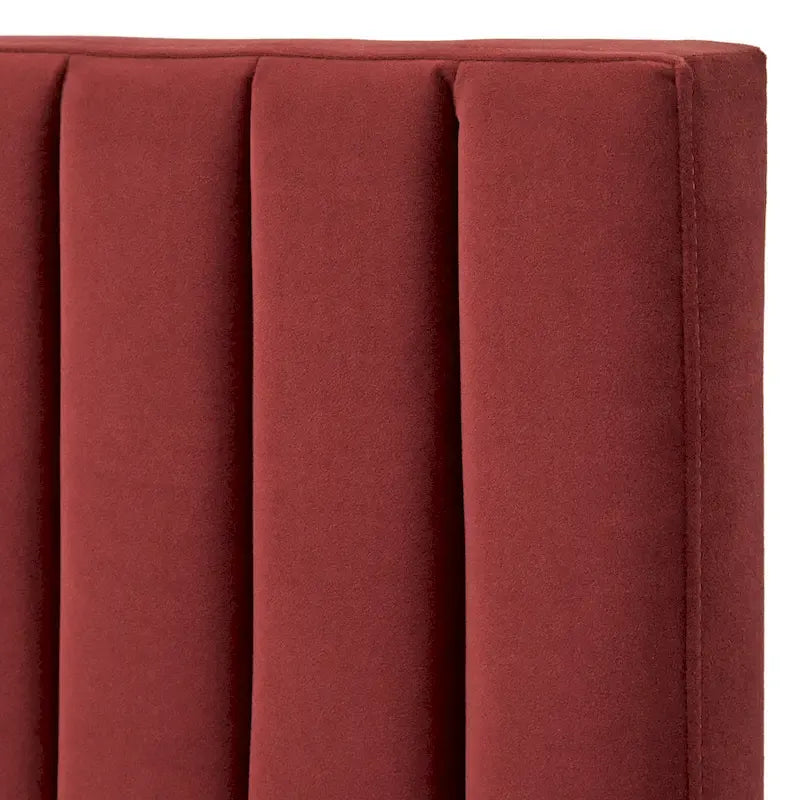 Lit plate-forme queen size capitonné à canaux bordeaux/crème/gris/rose pour 2 personnes