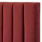 Lit plate-forme queen size capitonné à canaux bordeaux/crème/gris/rose pour 2 personnes