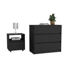 Ensemble de chambre 2 pièces : Table de chevet et commode - Noir/Blanc