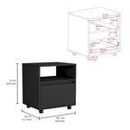 Ensemble de chambre 2 pièces : Table de chevet et commode - Noir/Blanc