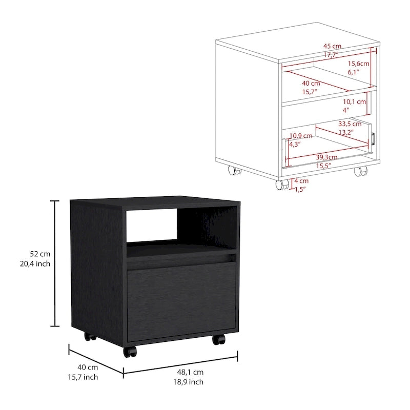 Ensemble de chambre 2 pièces : Table de chevet et commode - Noir/Blanc