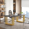 Bureau d'angle moderne noir / blanc / marron