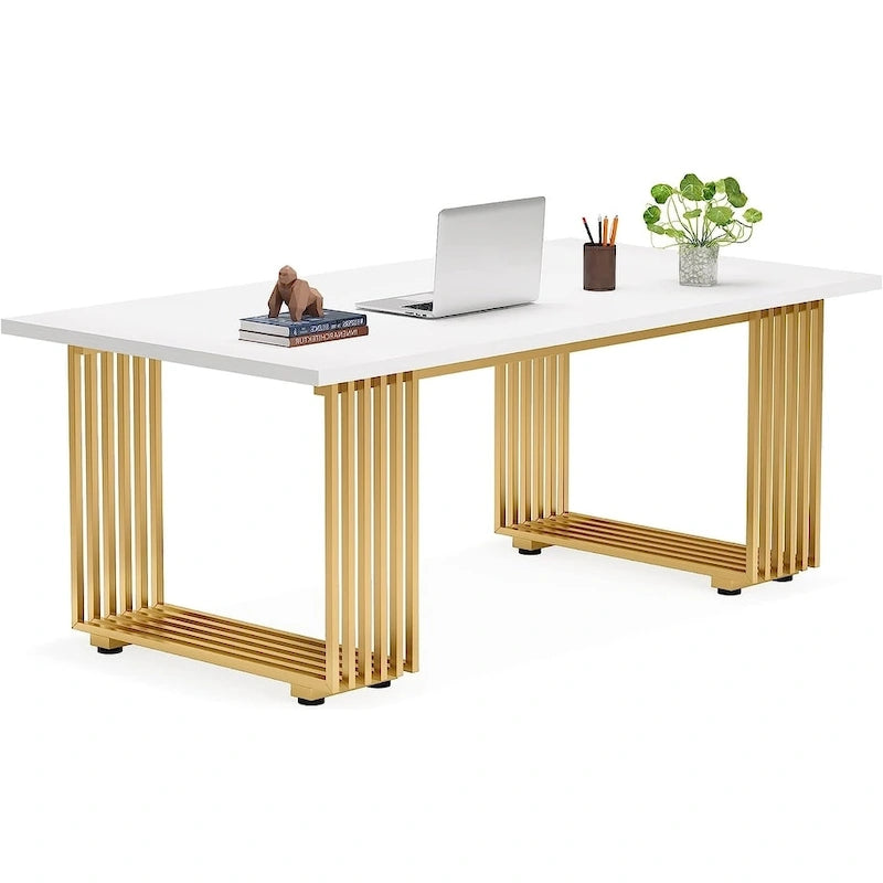 Bureau d'angle moderne noir / blanc / marron