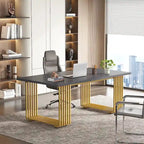 Bureau d'angle moderne noir / blanc / marron