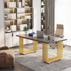 Bureau d'angle moderne noir / blanc / marron