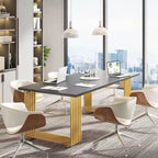 Bureau d'angle moderne noir / blanc / marron