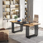 Bureau d'angle moderne noir / blanc / marron