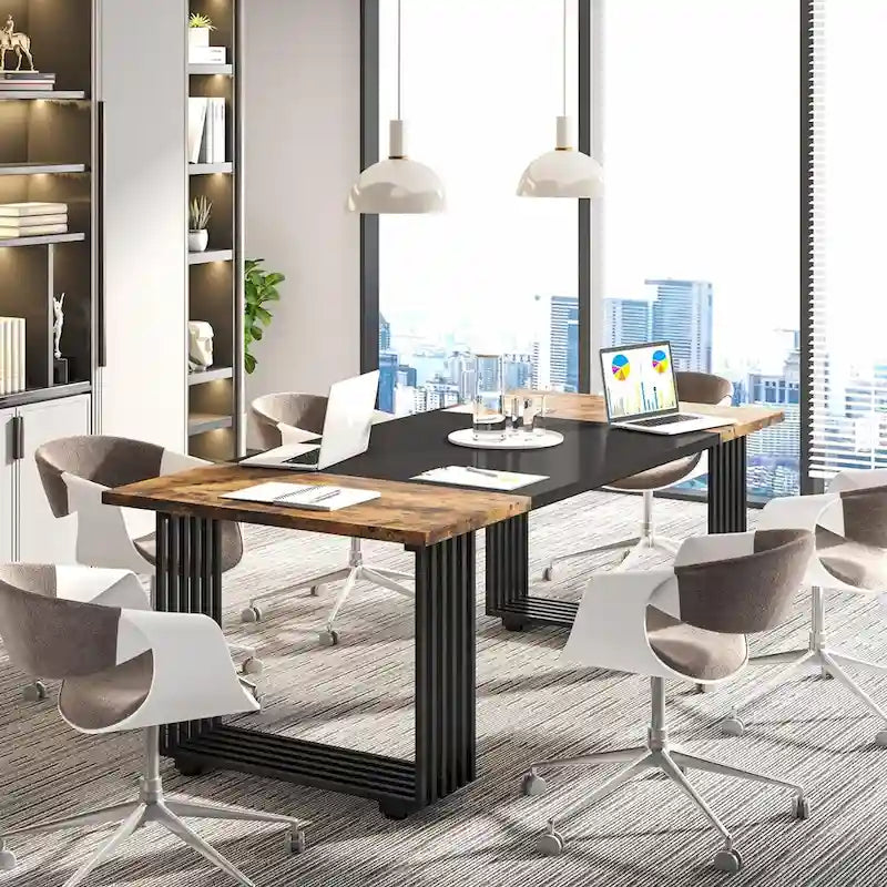 Bureau d'angle moderne noir / blanc / marron