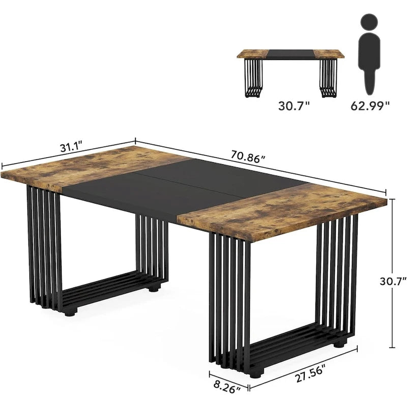 Bureau d'angle moderne noir / blanc / marron