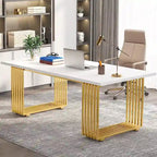 Bureau d'angle moderne noir / blanc / marron