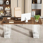 Bureau d'angle moderne noir / blanc / marron