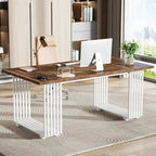 Bureau d'angle moderne noir / blanc / marron